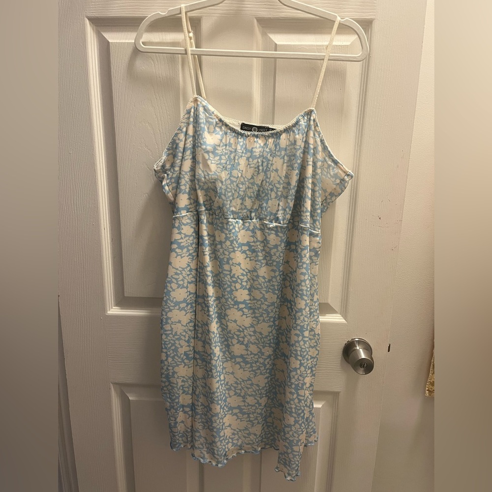 Blue and White Floral Slip Dress